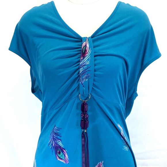 Seventh Avenue Dress Womens Size XL Empire Waist A-Line Stretch Asymmetrical Hem - Picture 2 of 10